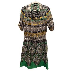 JIGSAW Women’s Size 8 Floral Paisley Collared Button Front Shirt Dress EUC